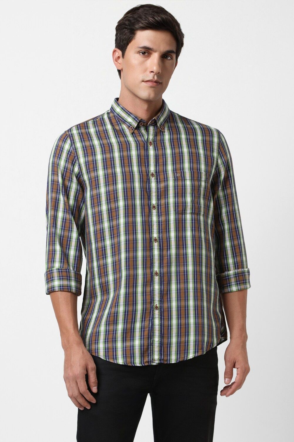 Men Multi Slim Fit Check Full Sleeves Casual Shirt