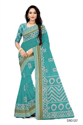 BEAUTIFUL SOFT COTTON GREEN SAREE