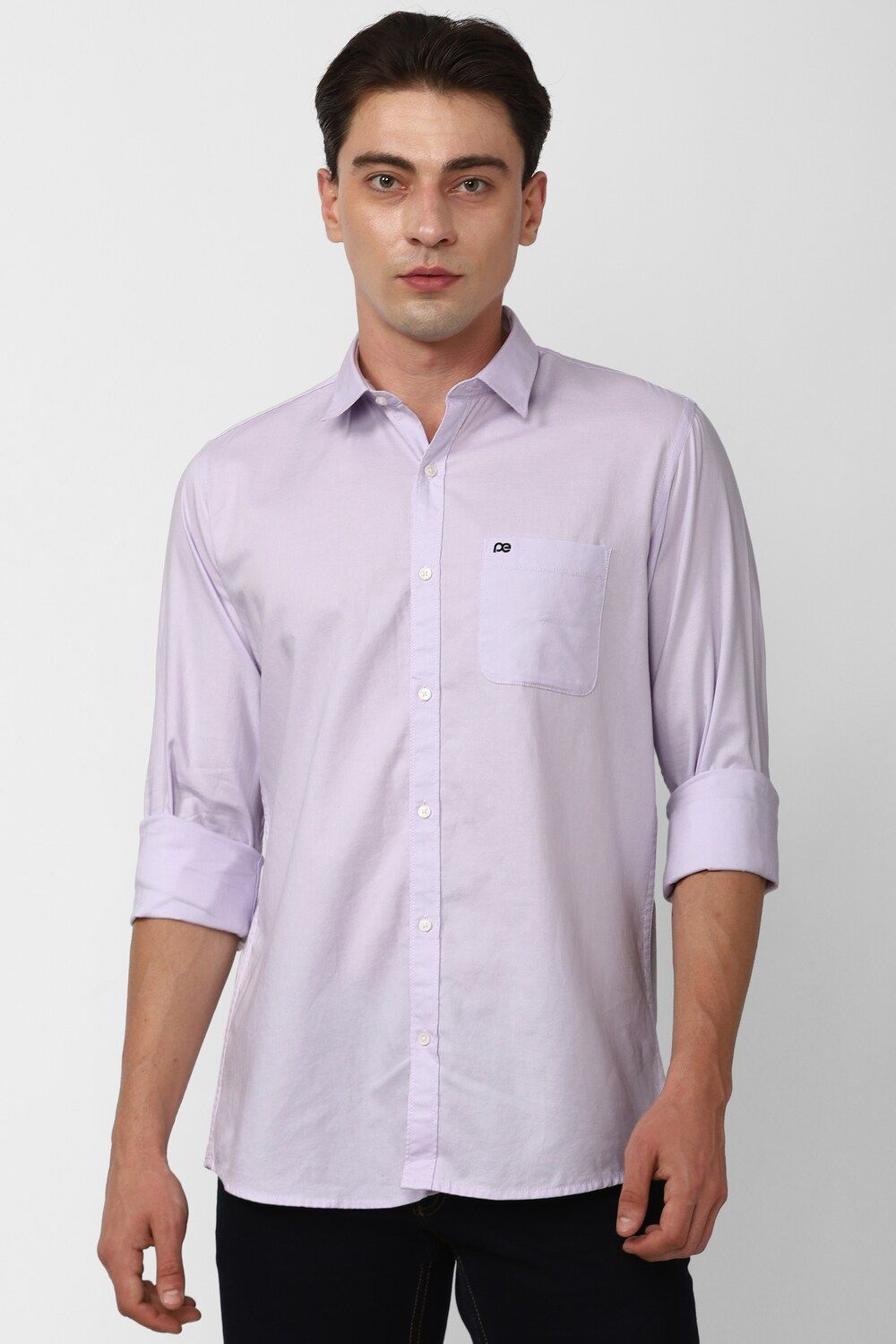 Men Purple Slim Fit Solid Full Sleeves Casual Shirt