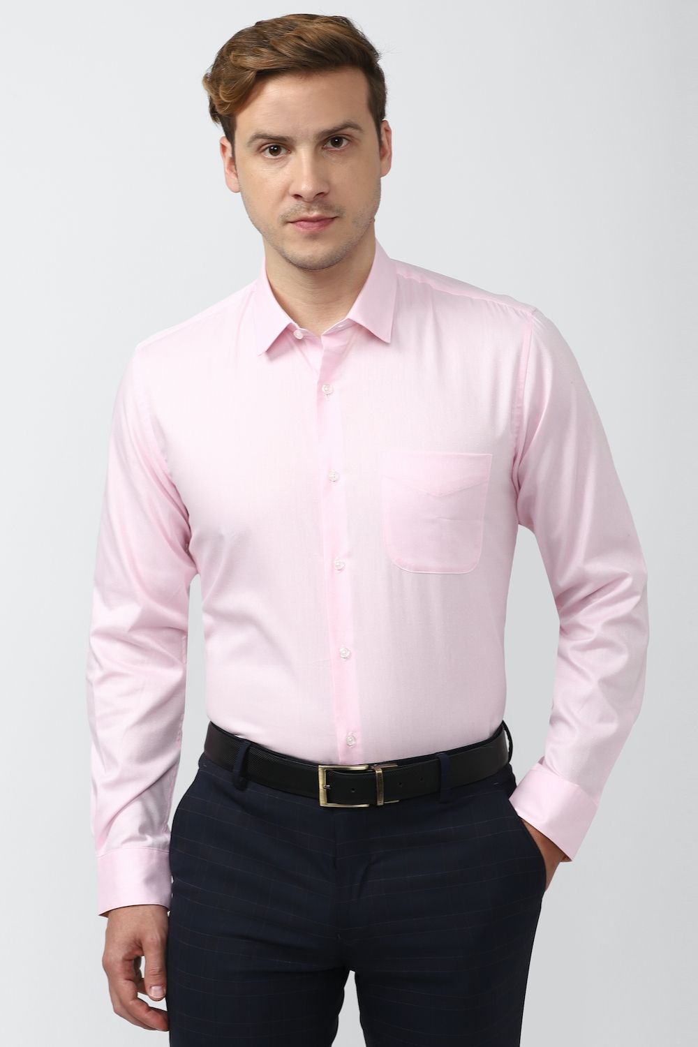 Men Pink Regular Fit Formal Full Sleeves Formal Shirt