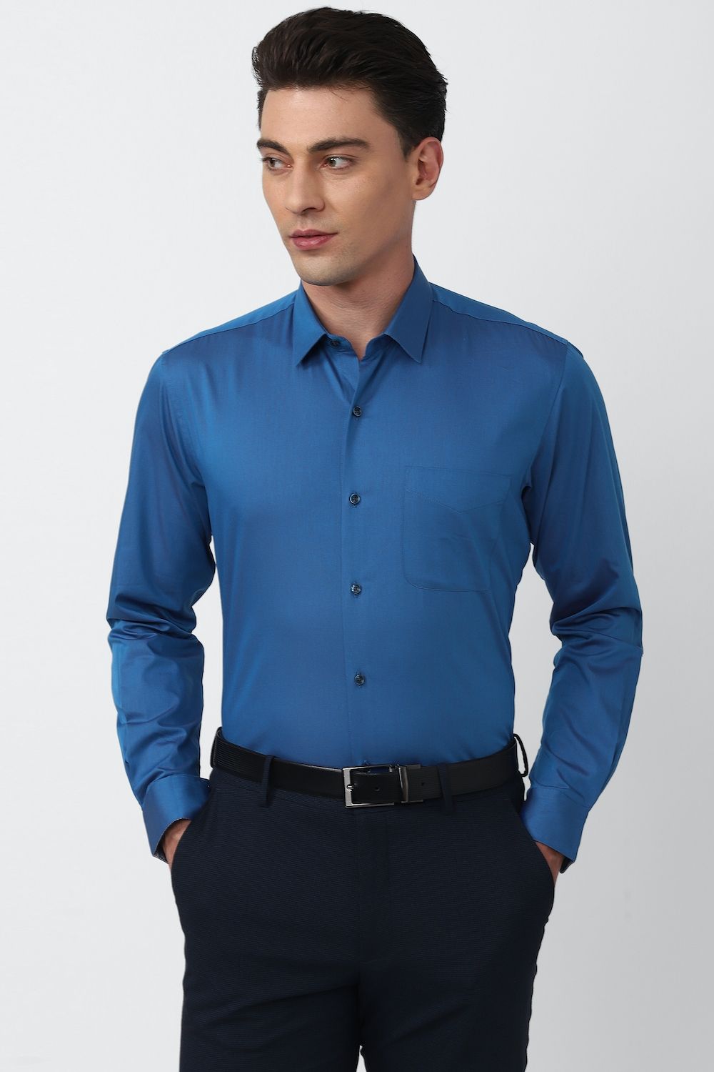 Men Blue Regular Fit Formal Full Sleeves Formal Shirt