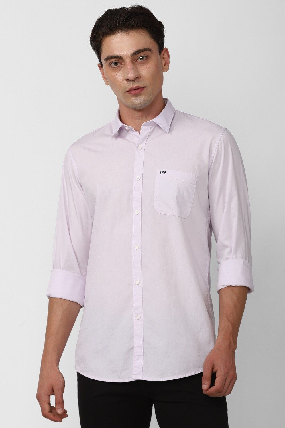 Men Pink Slim Fit Solid Full Sleeves Casual Shirt