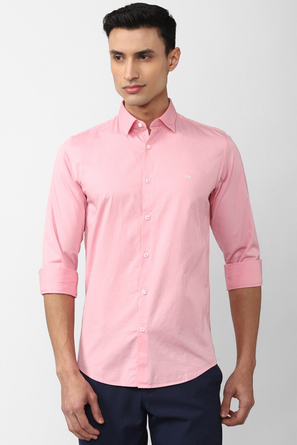 Men Pink Slim Fit Solid Full Sleeves Casual Shirt