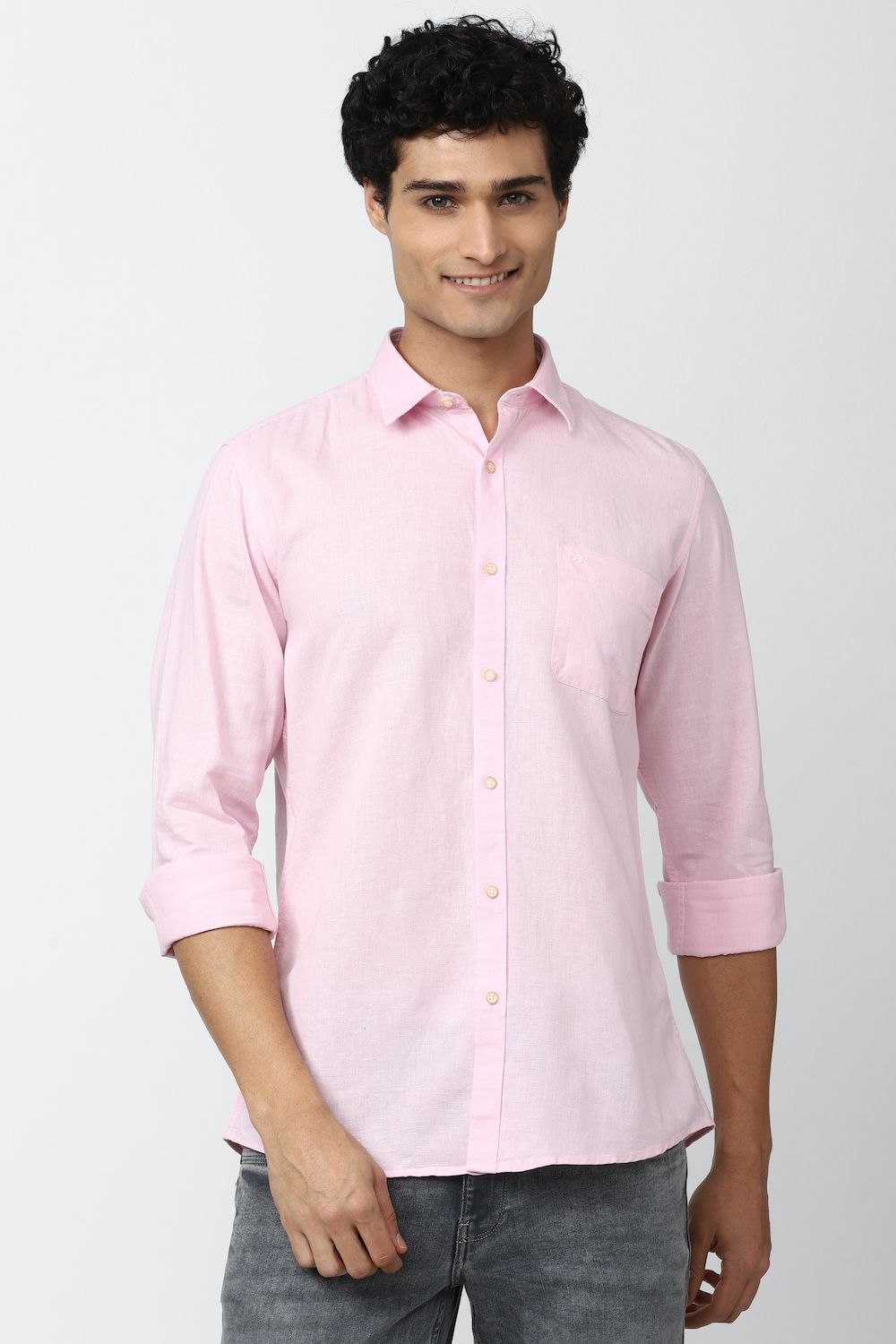 Men Pink Slim Fit Solid Full Sleeves Casual Shirt