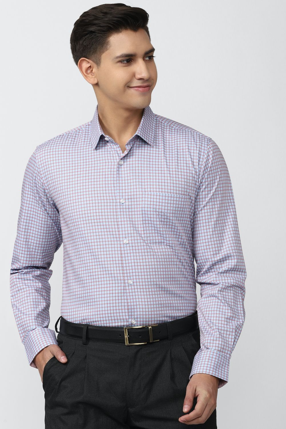 Men Blue Regular Fit Formal Full Sleeves Formal Shirt