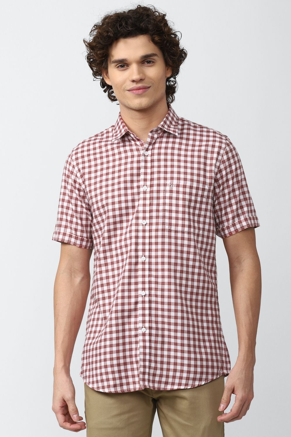 Men Multi Slim Fit Check Half Sleeves Casual Shirt