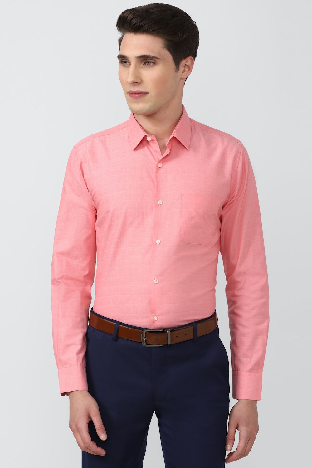 Men Pink Regular Fit Formal Full Sleeves Formal Shirt