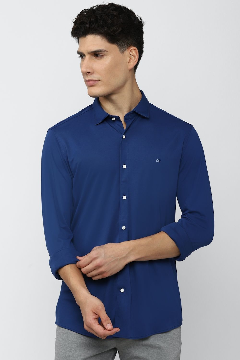 Men Blue Athletic Fit Formal Full Sleeves Formal Shirt