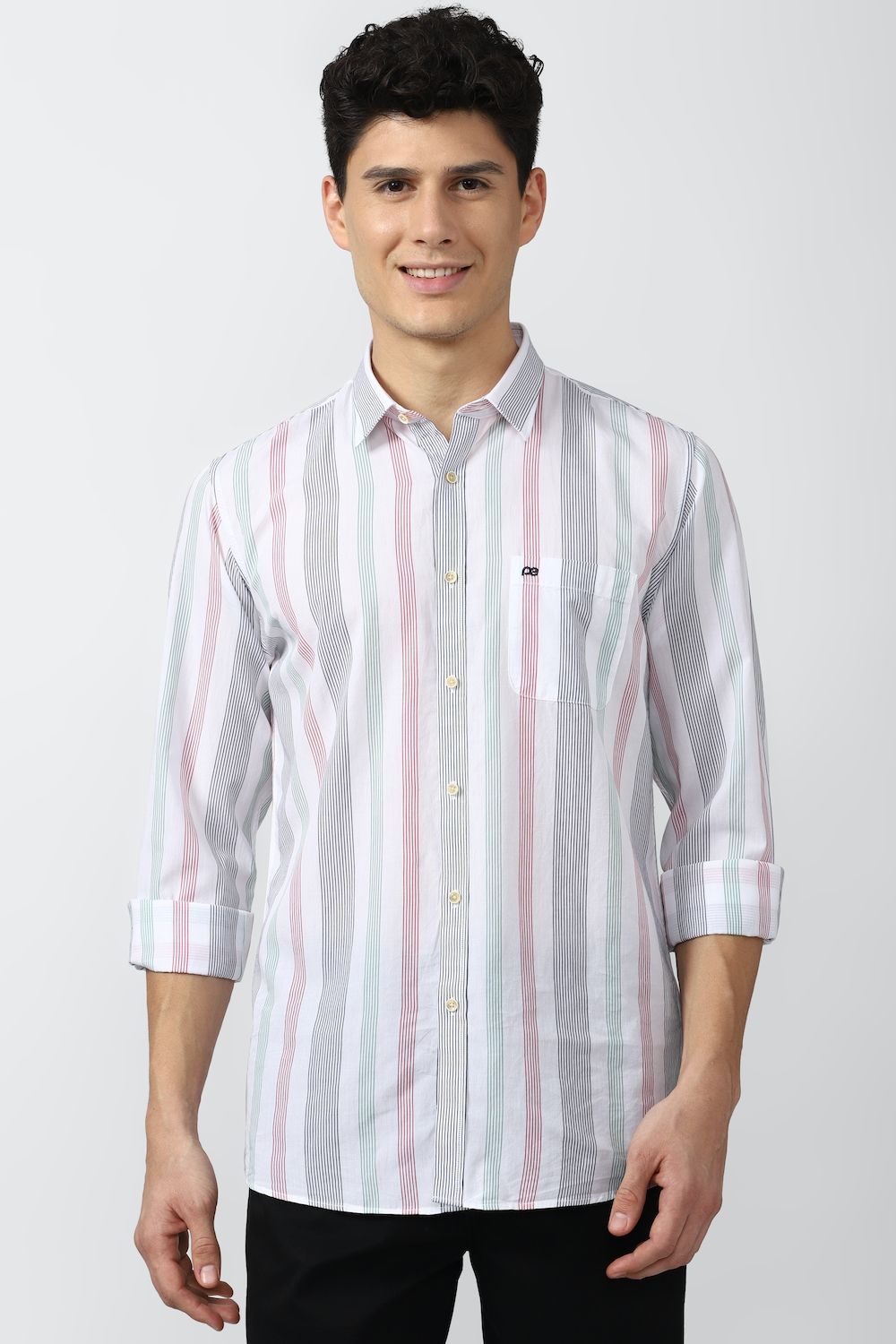 Men Multi Slim Fit Stripe Full Sleeves Casual Shirt