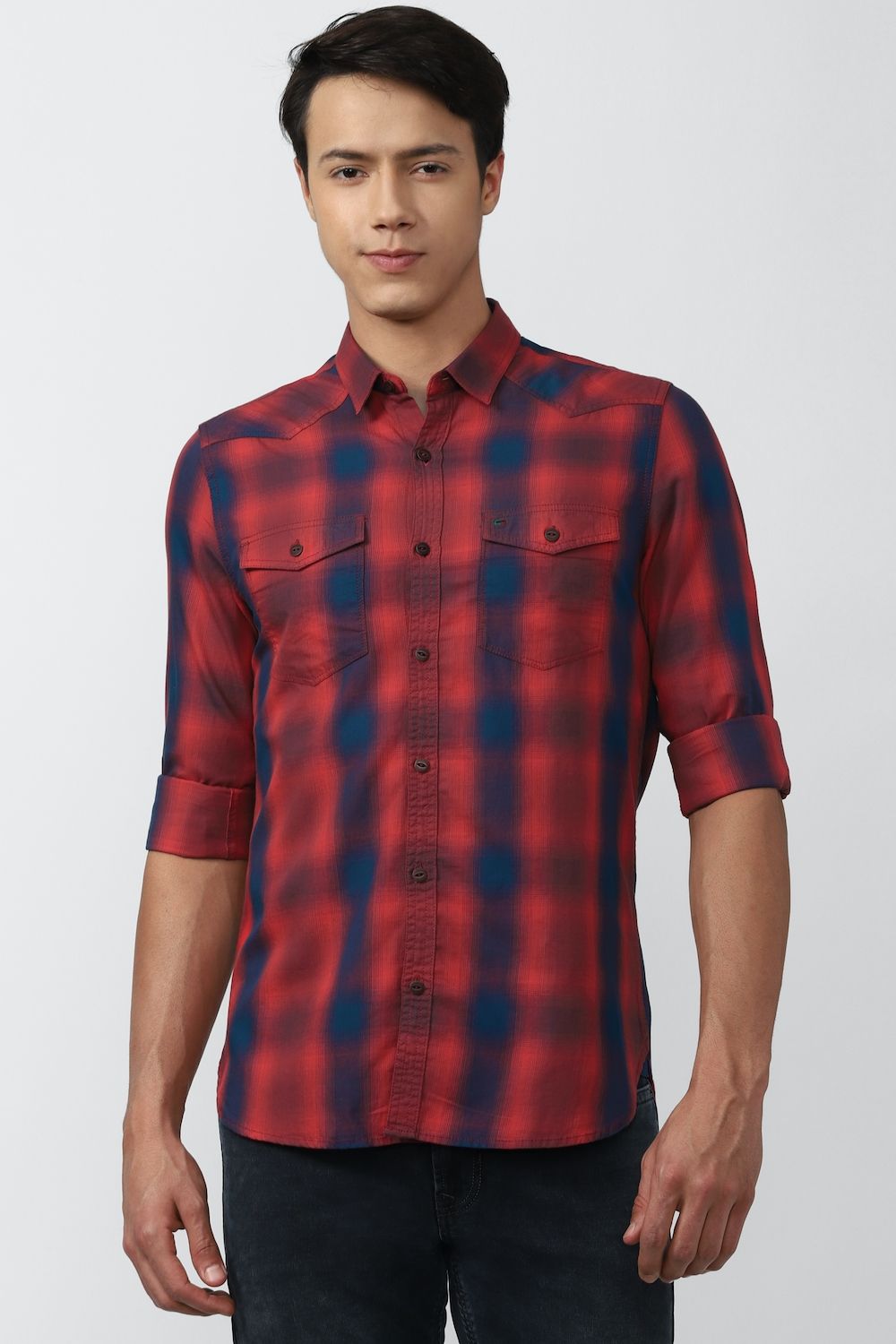 Men Multi Super Slim Fit Check Full Sleeves Casual Shirt