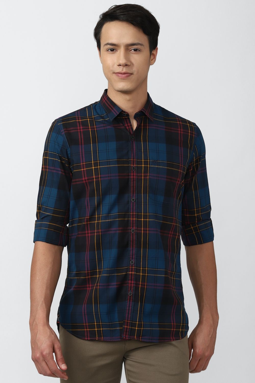 Men Multi Slim Fit Check Full Sleeves Casual Shirt