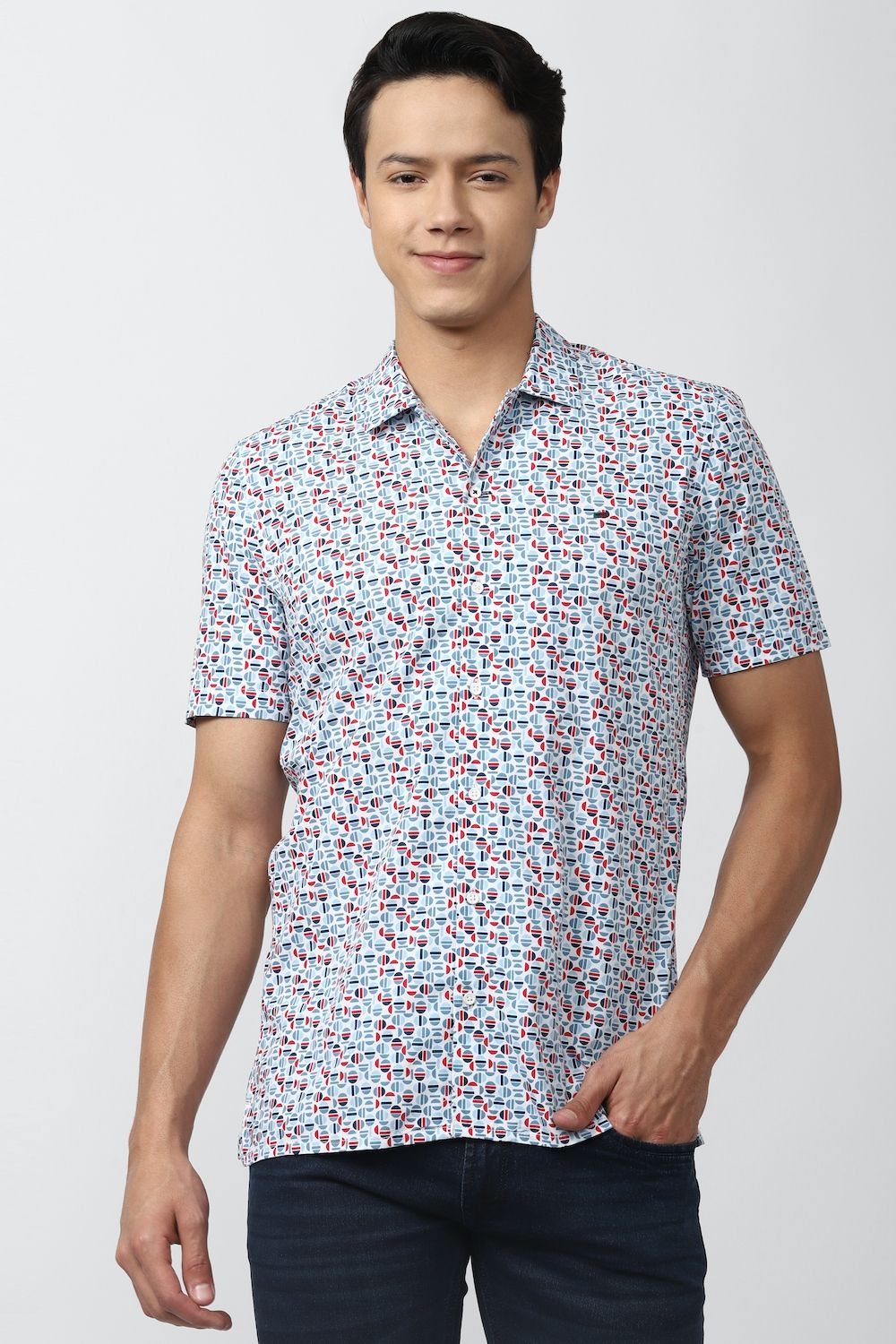 Men Multi Super Slim Fit Print Half Sleeves Casual Shirt
