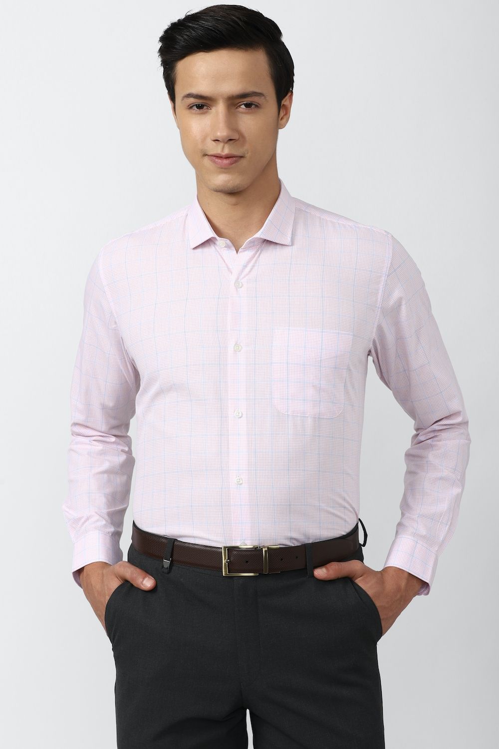 Men Pink Regular Fit Formal Full Sleeves Formal Shirt