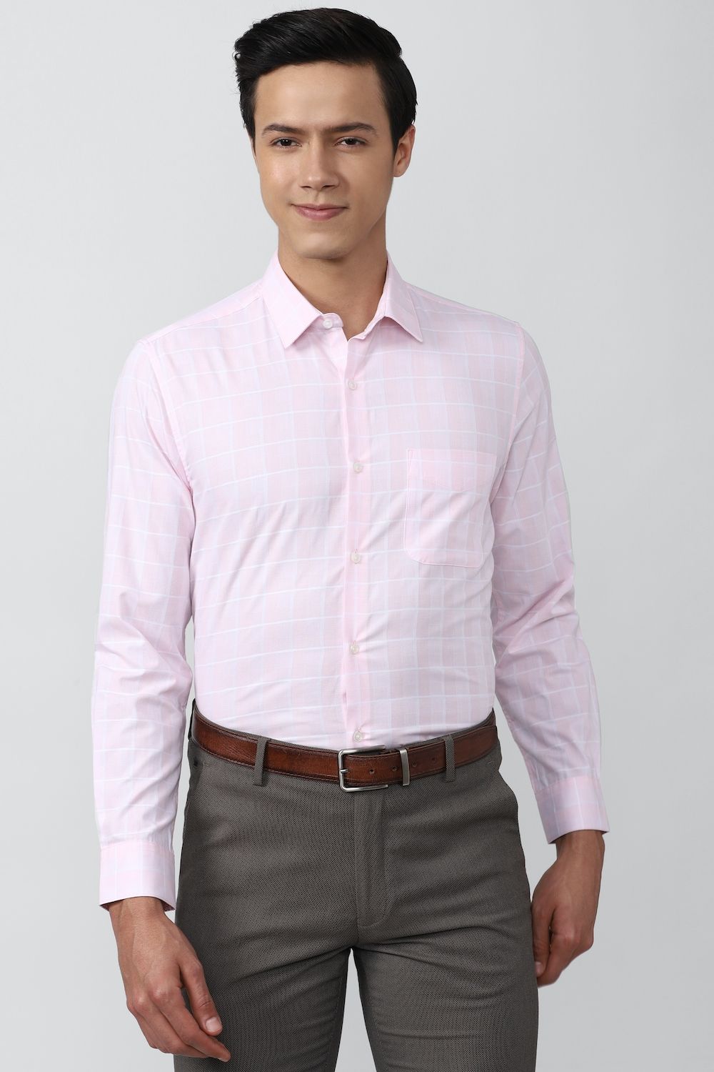 Men Pink Regular Fit Formal Full Sleeves Formal Shirt