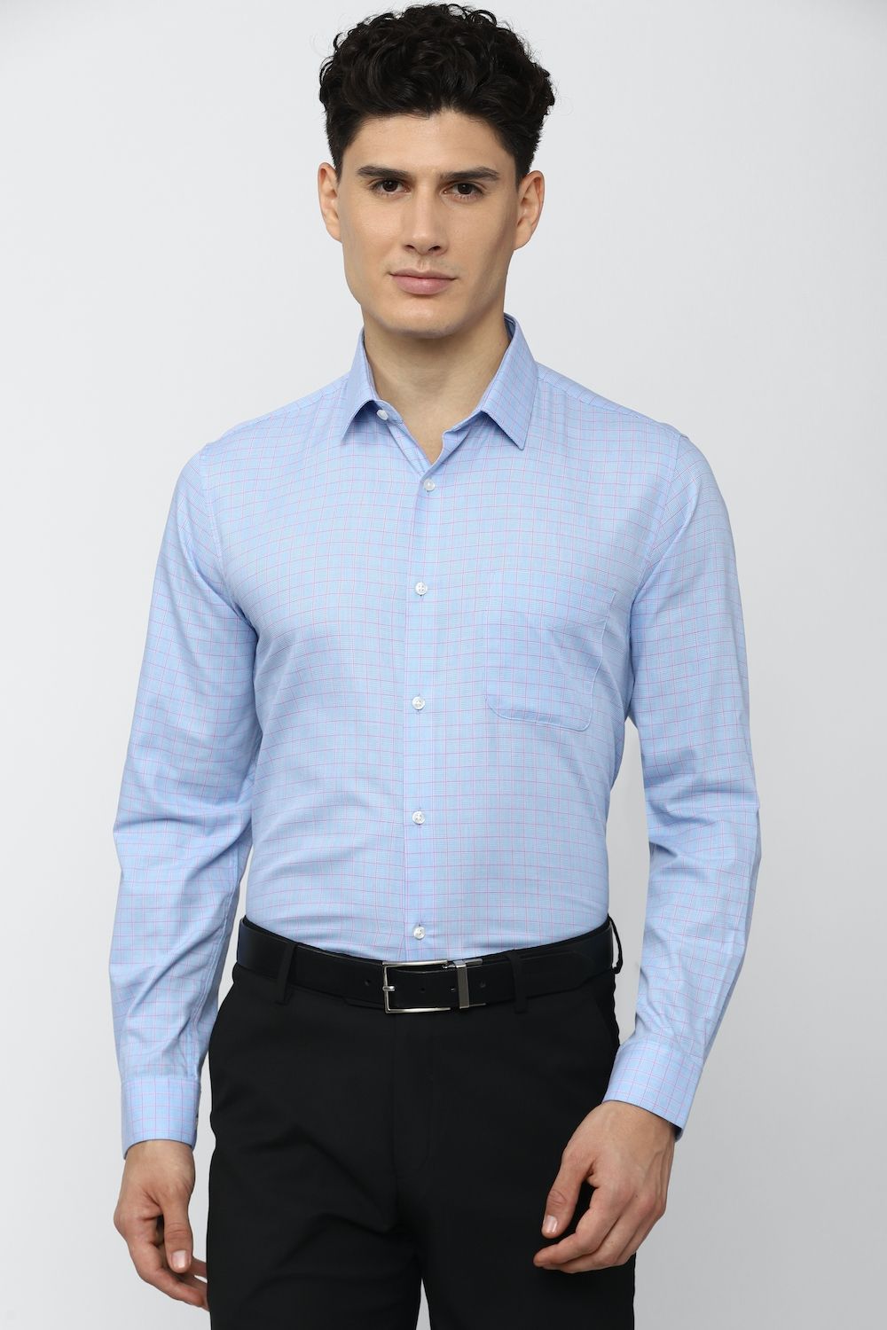 Men Blue Regular Fit Formal Full Sleeves Formal Shirt