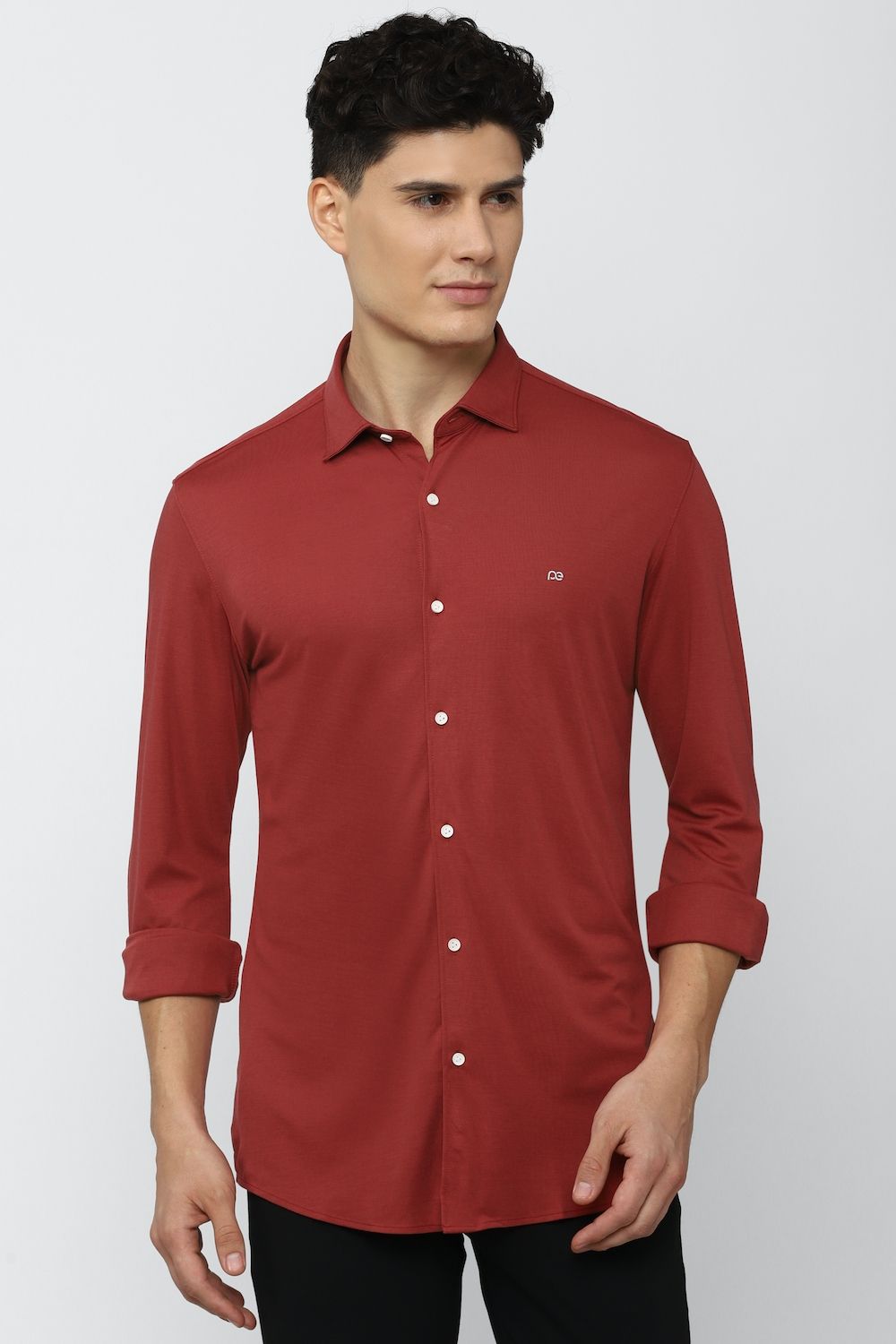 Men Maroon Athletic Fit Formal Full Sleeves Formal Shirt