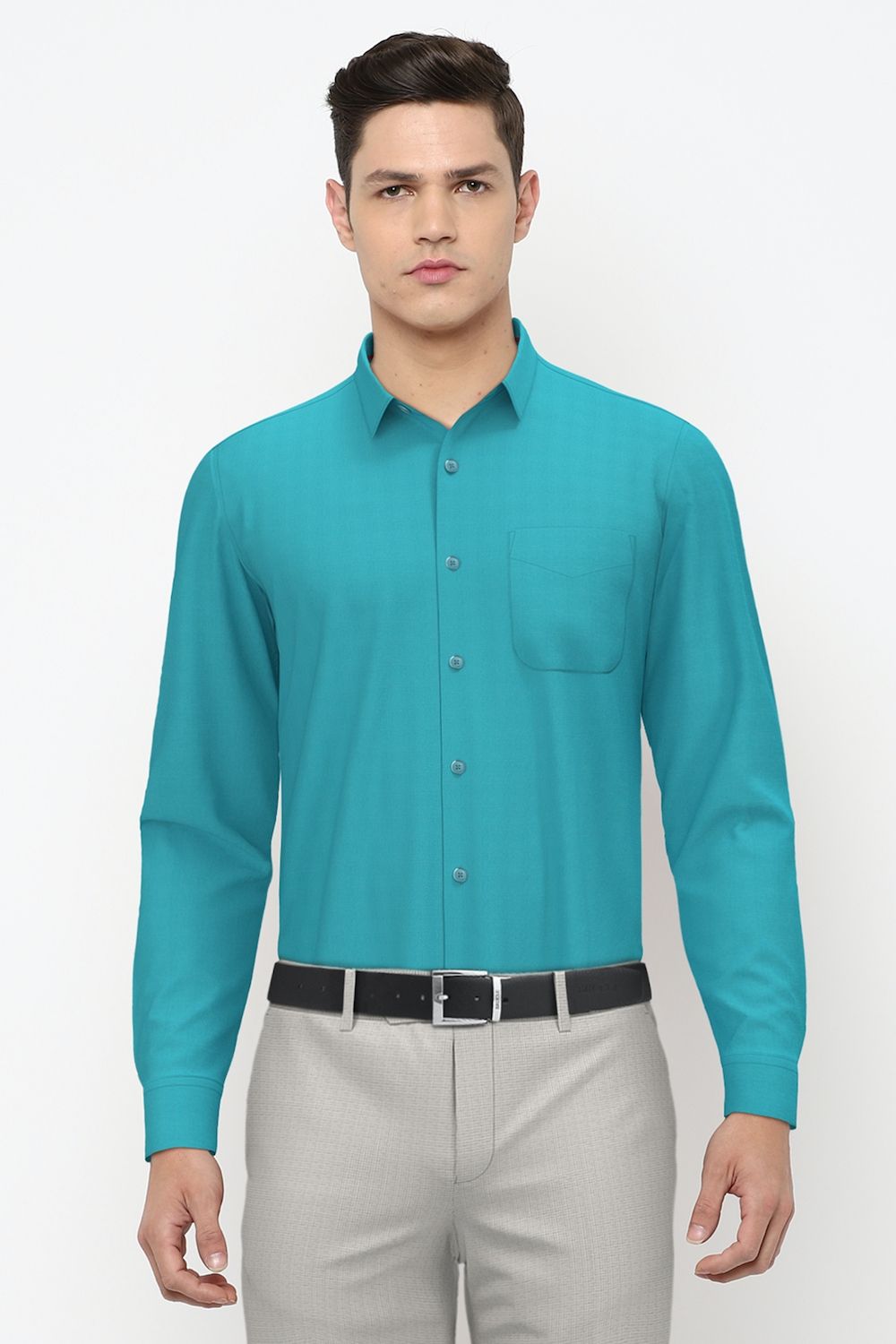 Men Blue Regular Fit Formal Full Sleeves Formal Shirt