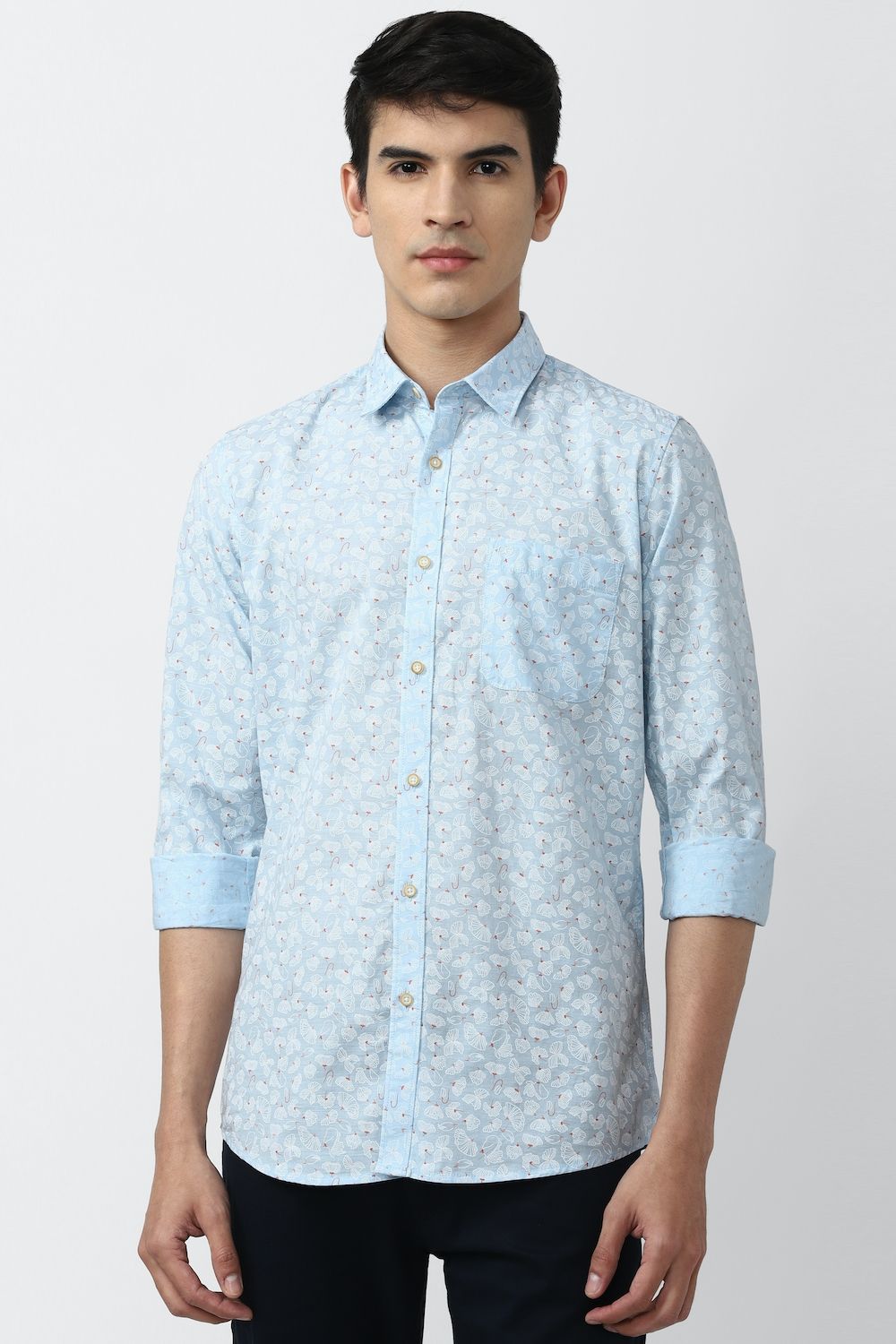 Men Blue Slim Fit Print Full Sleeves Casual Shirt