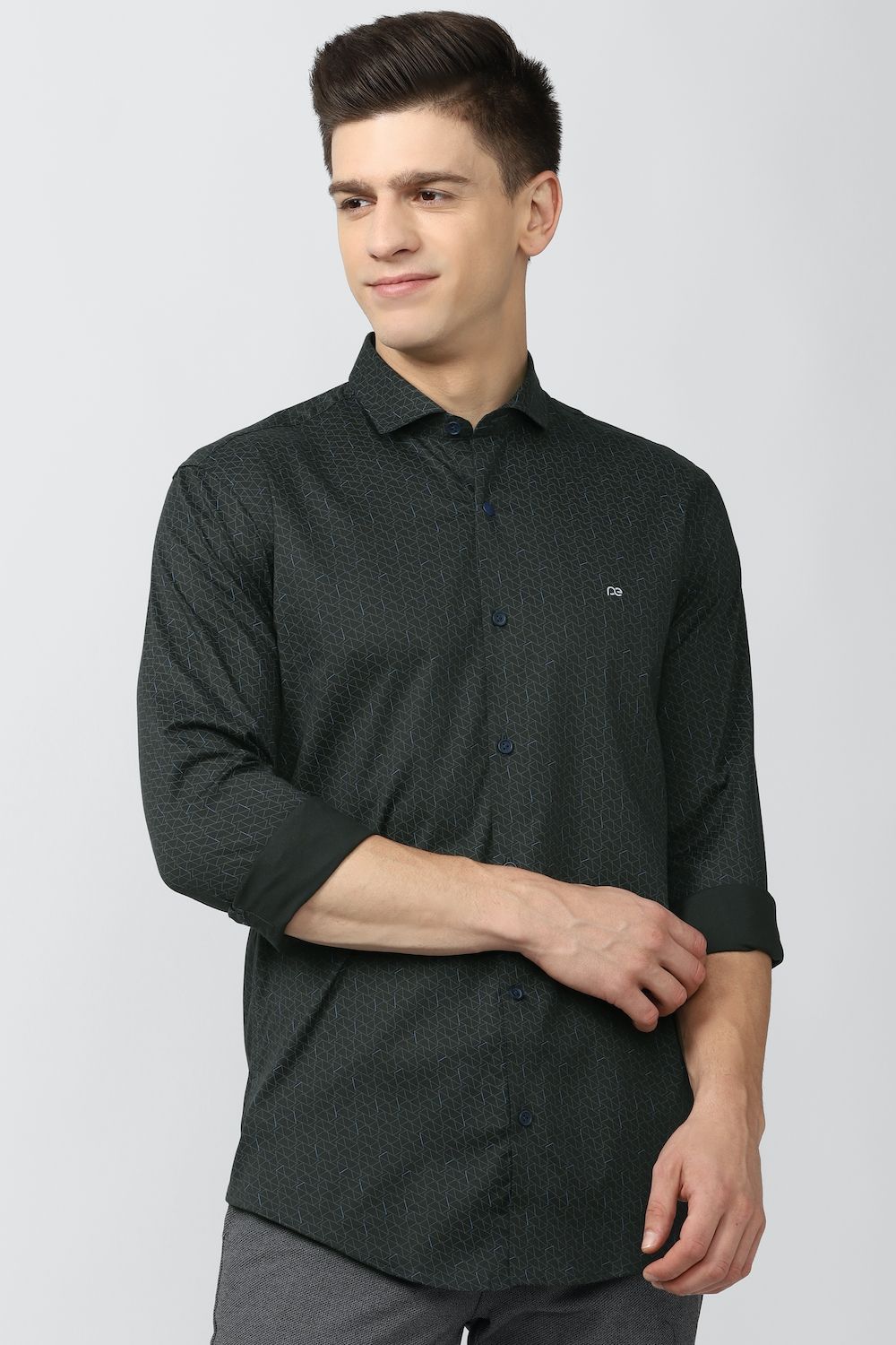 Men Black Athletic Fit Formal Full Sleeves Formal Shirt