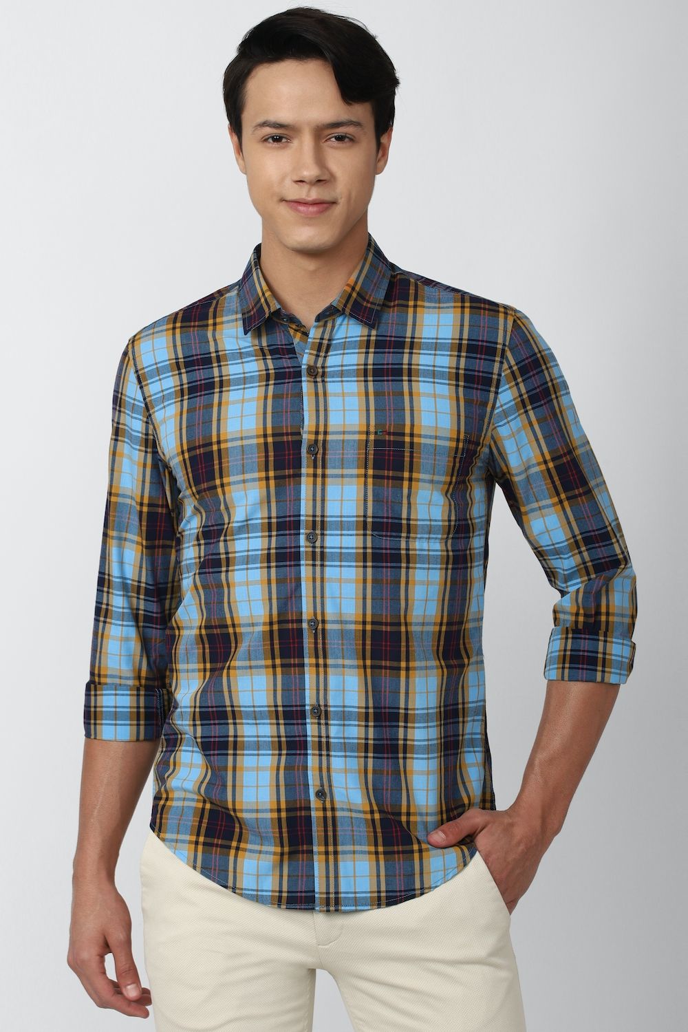 Men Multi Super Slim Fit Check Full Sleeves Casual Shirt