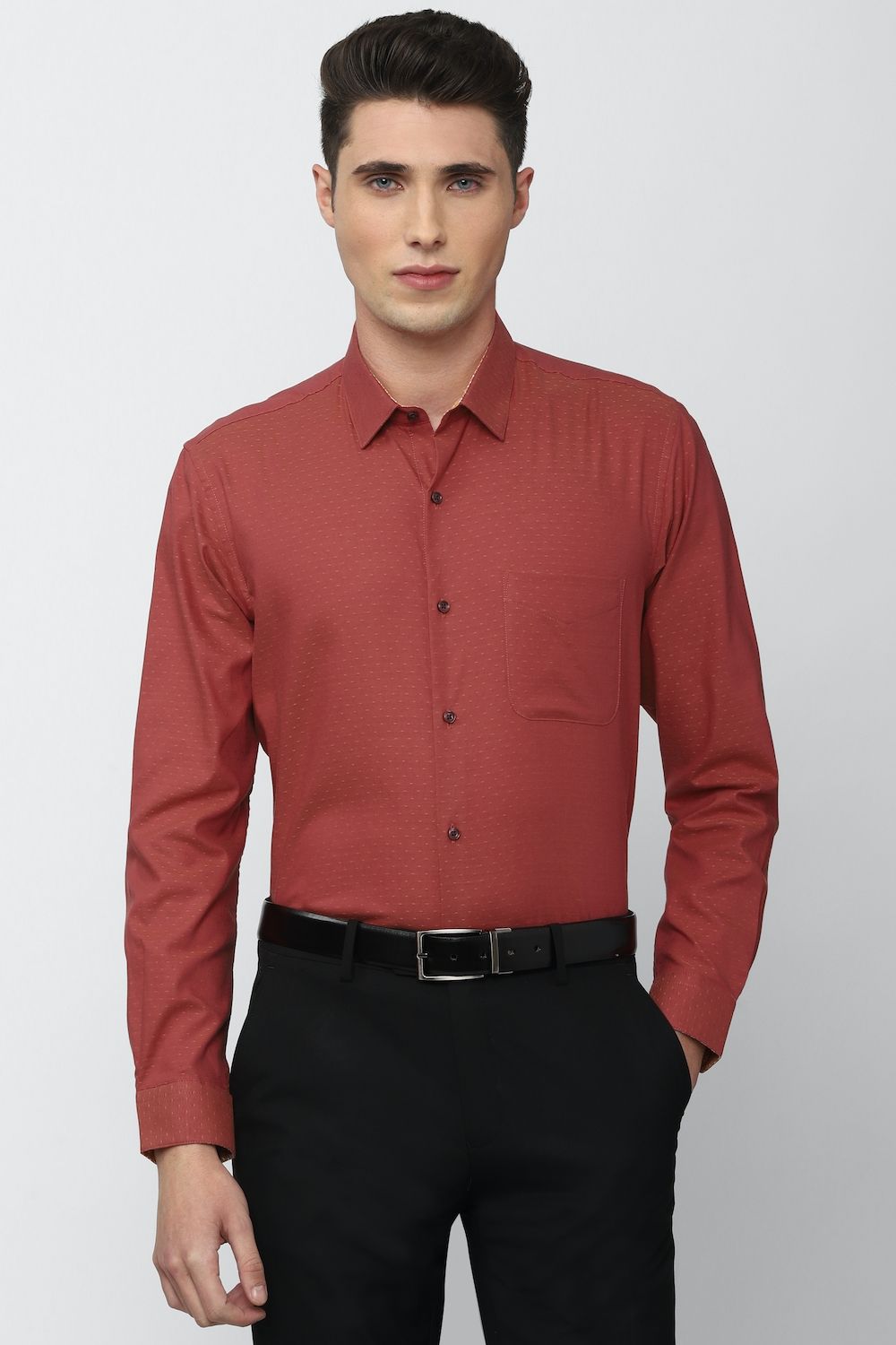 Men Pink Regular Fit Formal Full Sleeves Formal Shirt