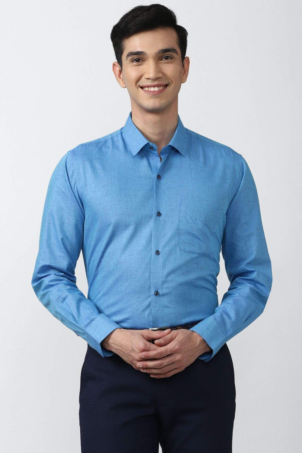 Men Blue Regular Fit Formal Full Sleeves Formal Shirt