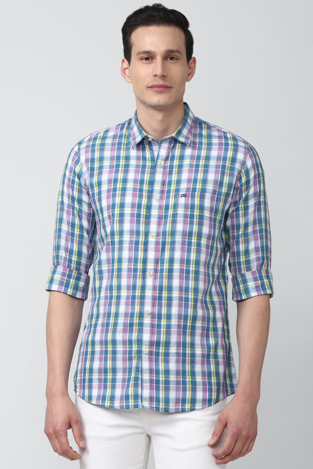 Men Multi Slim Fit Check Full Sleeves Casual Shirt