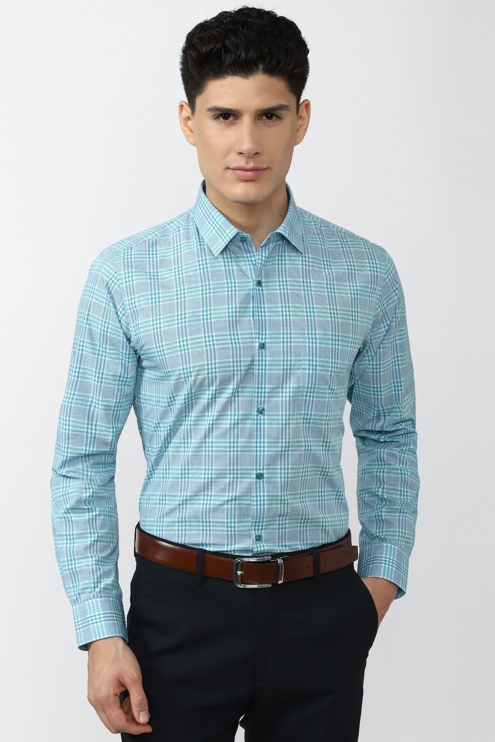 Men Blue Slim Fit Formal Full Sleeves Formal Shirt