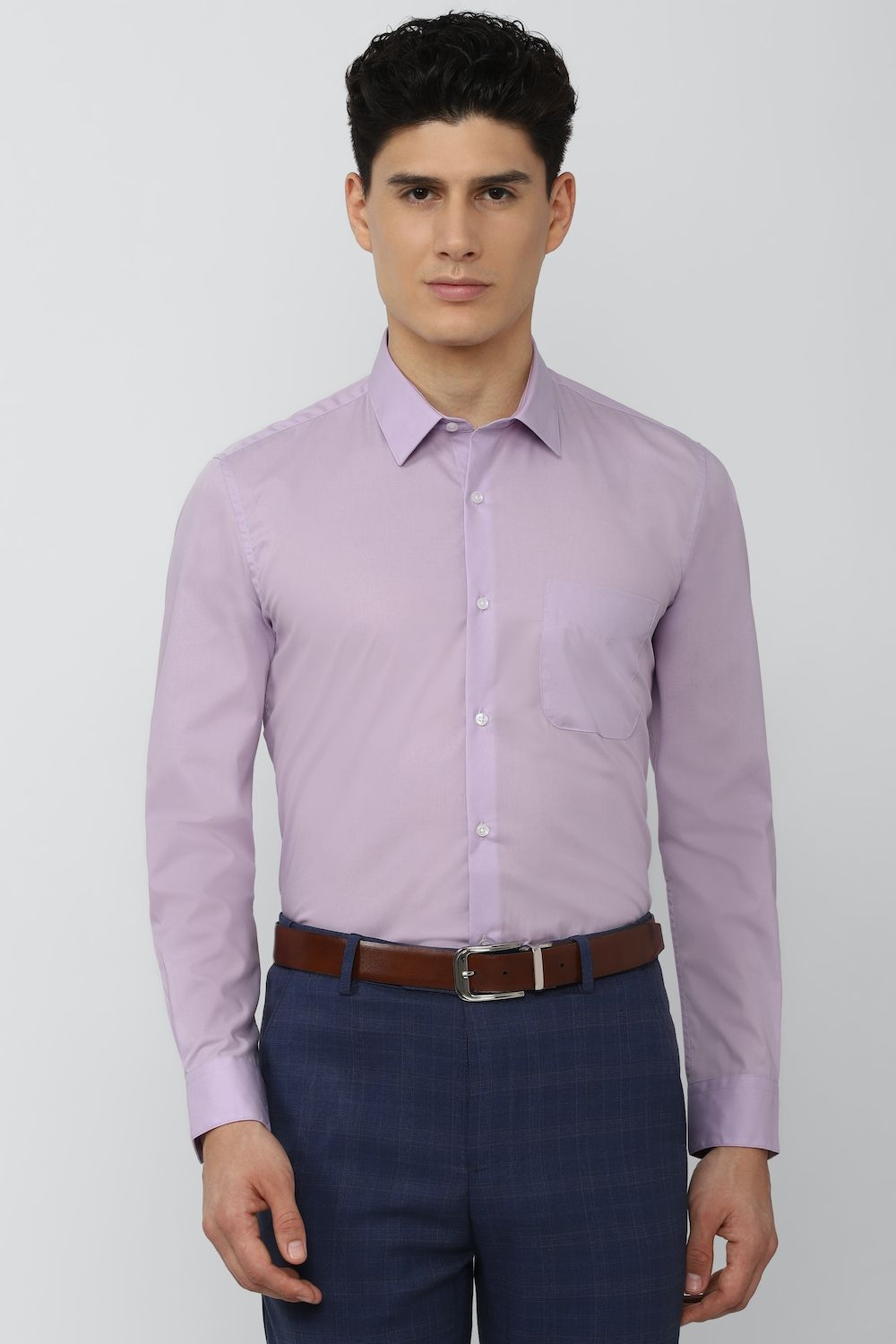 Men Purple Regular Fit Formal Full Sleeves Formal Shirt