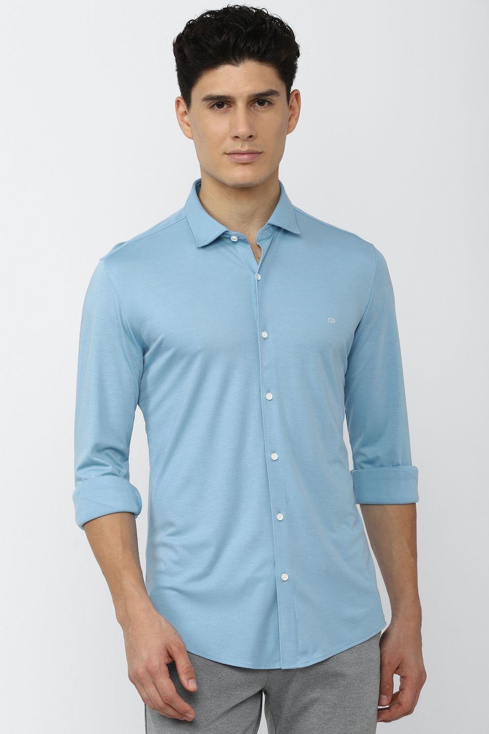 Men Blue Athletic Fit Formal Full Sleeves Formal Shirt