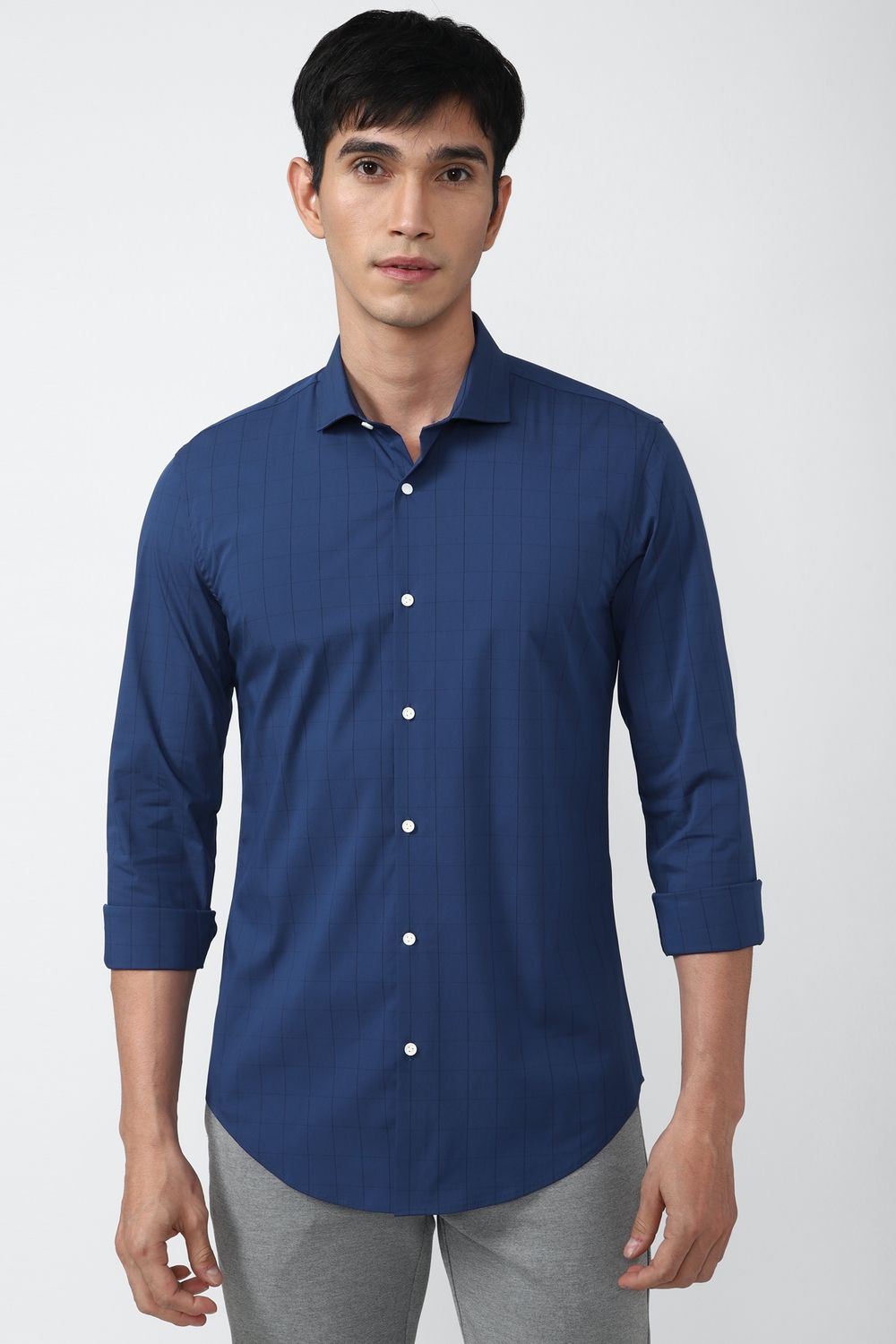 Men Blue Athletic Fit Formal Full Sleeves Formal Shirt