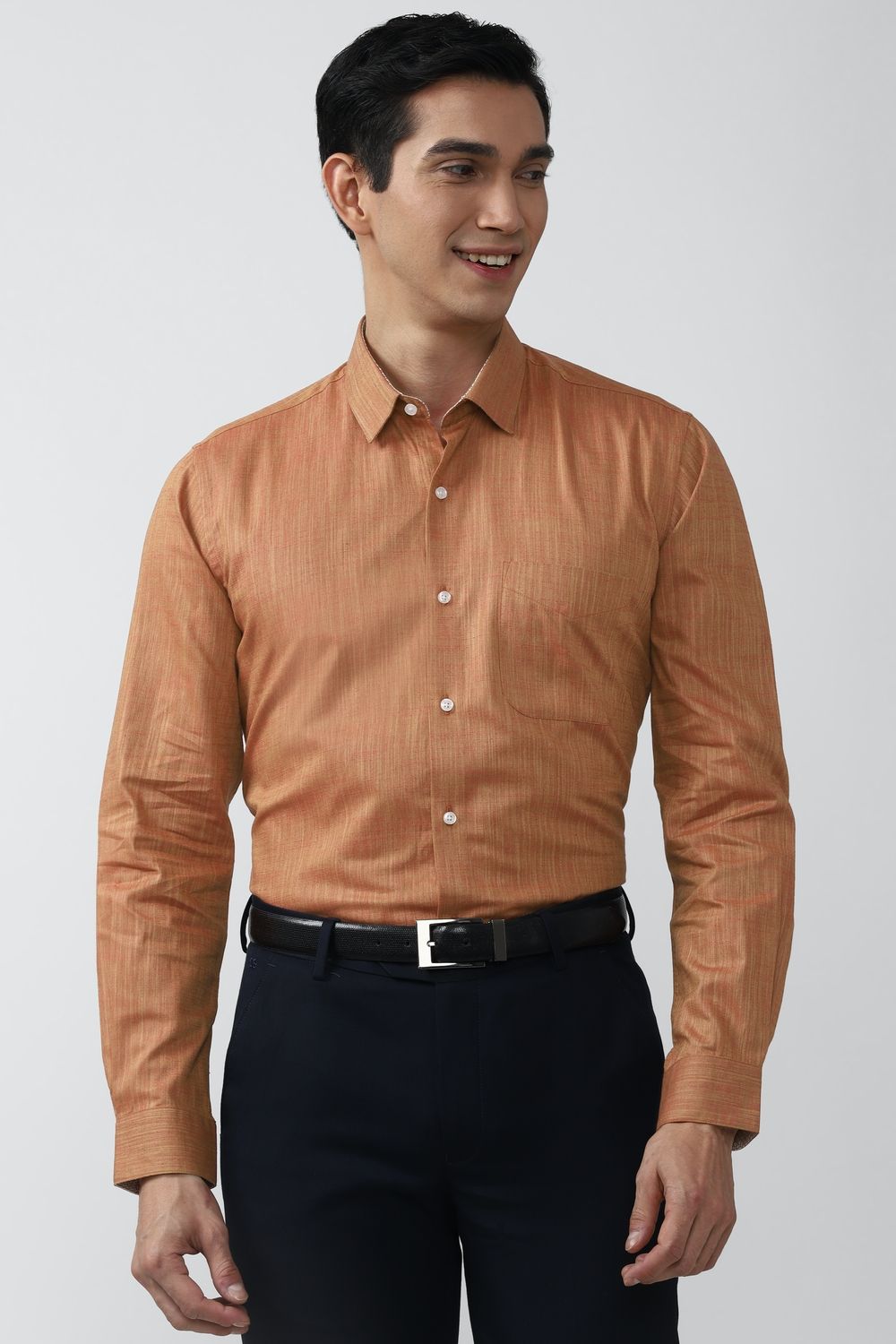 Men Brown Regular Fit Formal Full Sleeves Formal Shirt