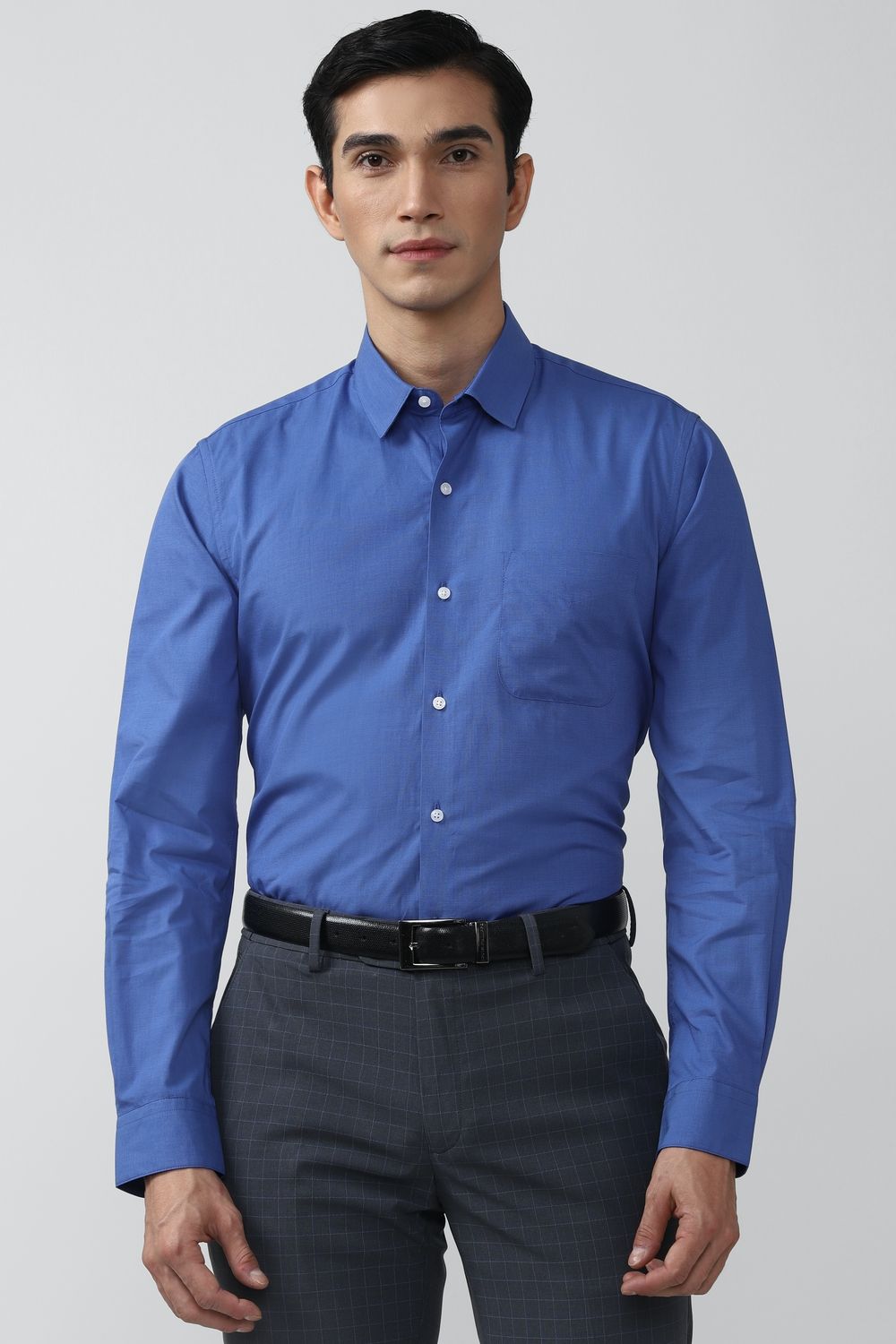 Men Blue Regular Fit Formal Full Sleeves Formal Shirt