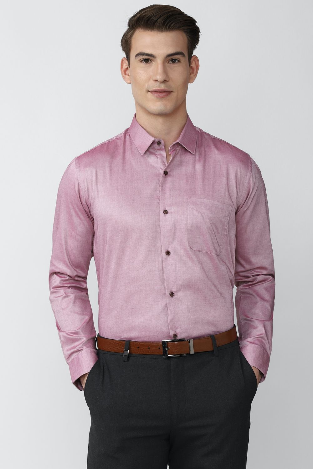 Men Purple Regular Fit Formal Full Sleeves Formal Shirt