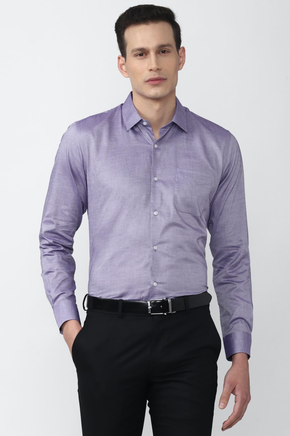 Men Purple Slim Fit Formal Full Sleeves Formal Shirt