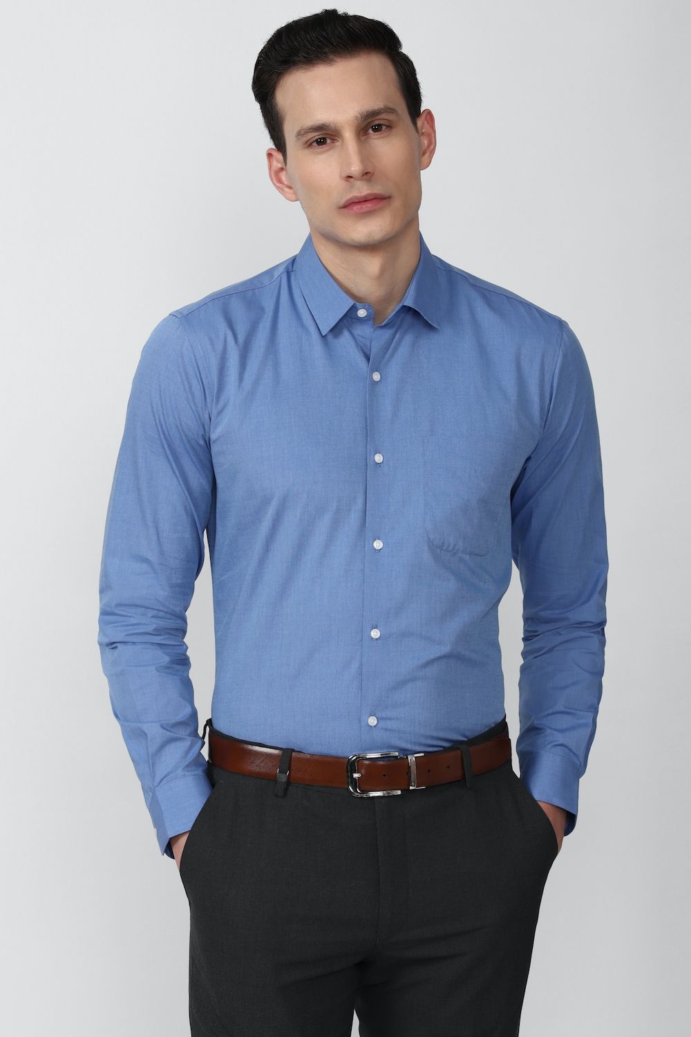 Men Blue Regular Fit Formal Full Sleeves Formal Shirt