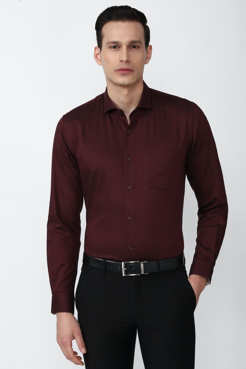 Men Brown Slim Fit Formal Full Sleeves Formal Shirt