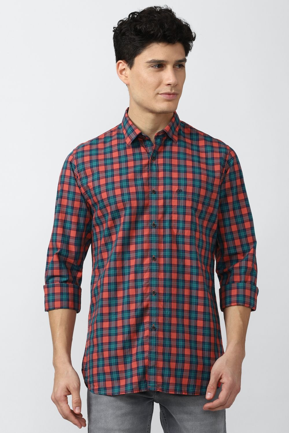 Men Multi Slim Fit Check Full Sleeves Casual Shirt
