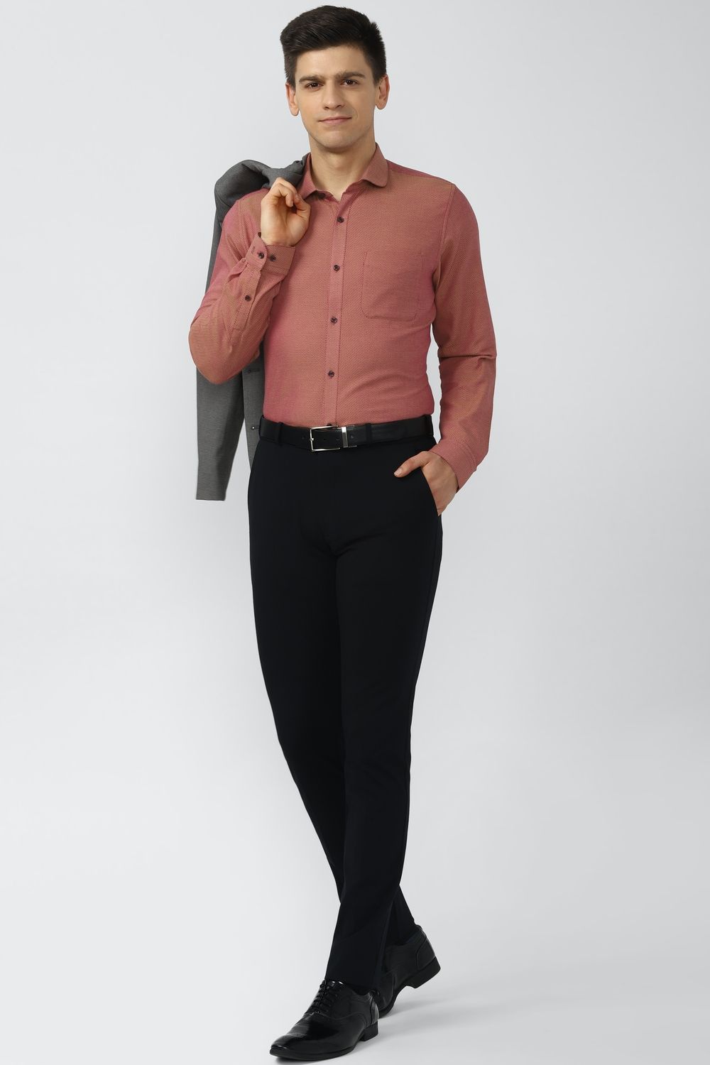 Men Pink Slim Fit Formal Full Sleeves Formal Shirt