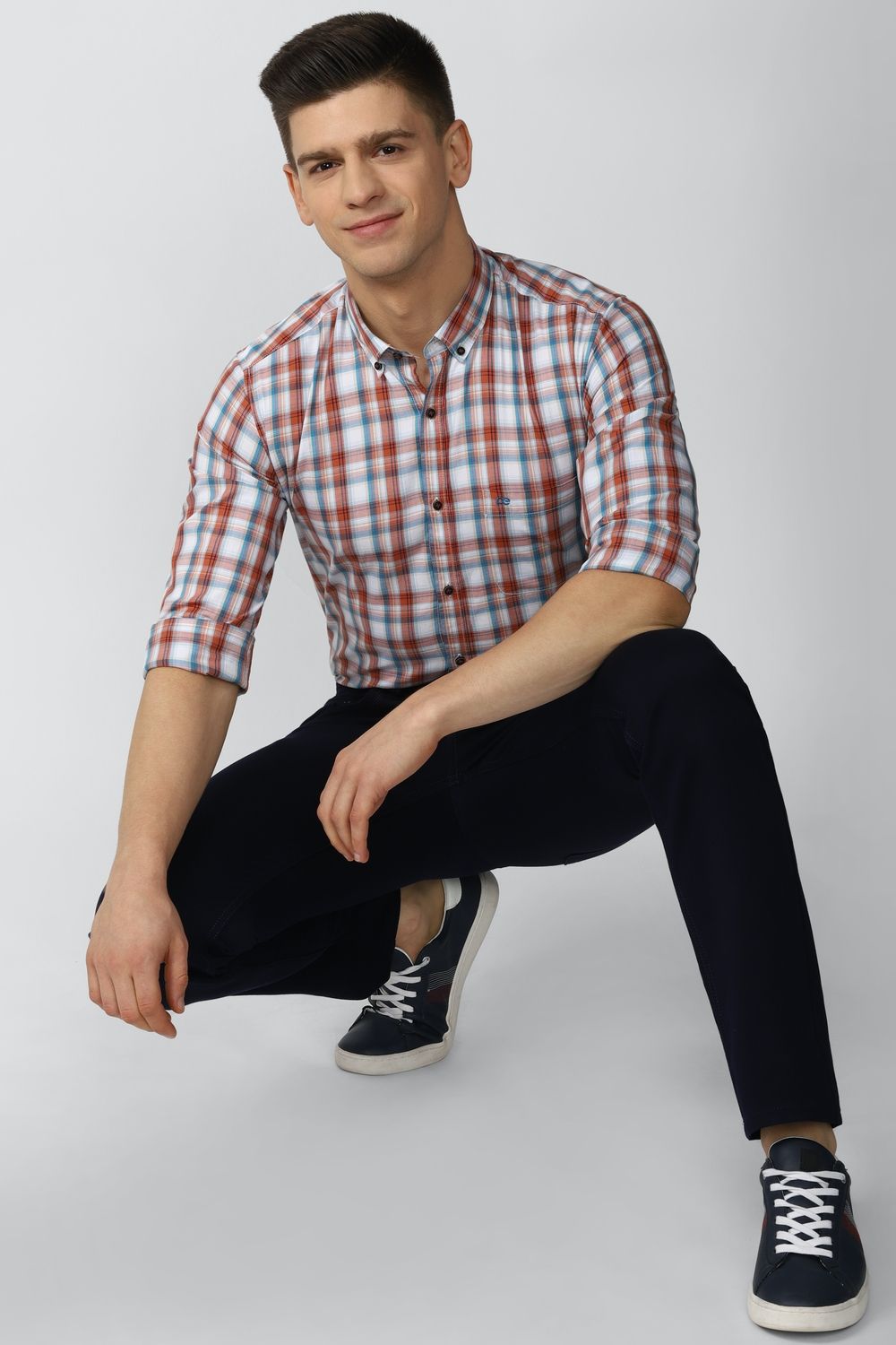 Men Multi Slim Fit Check Full Sleeves Casual Shirt