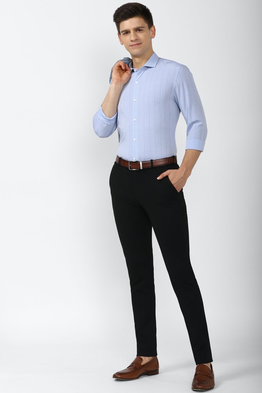Men Blue Athletic Fit Formal Full Sleeves Formal Shirt