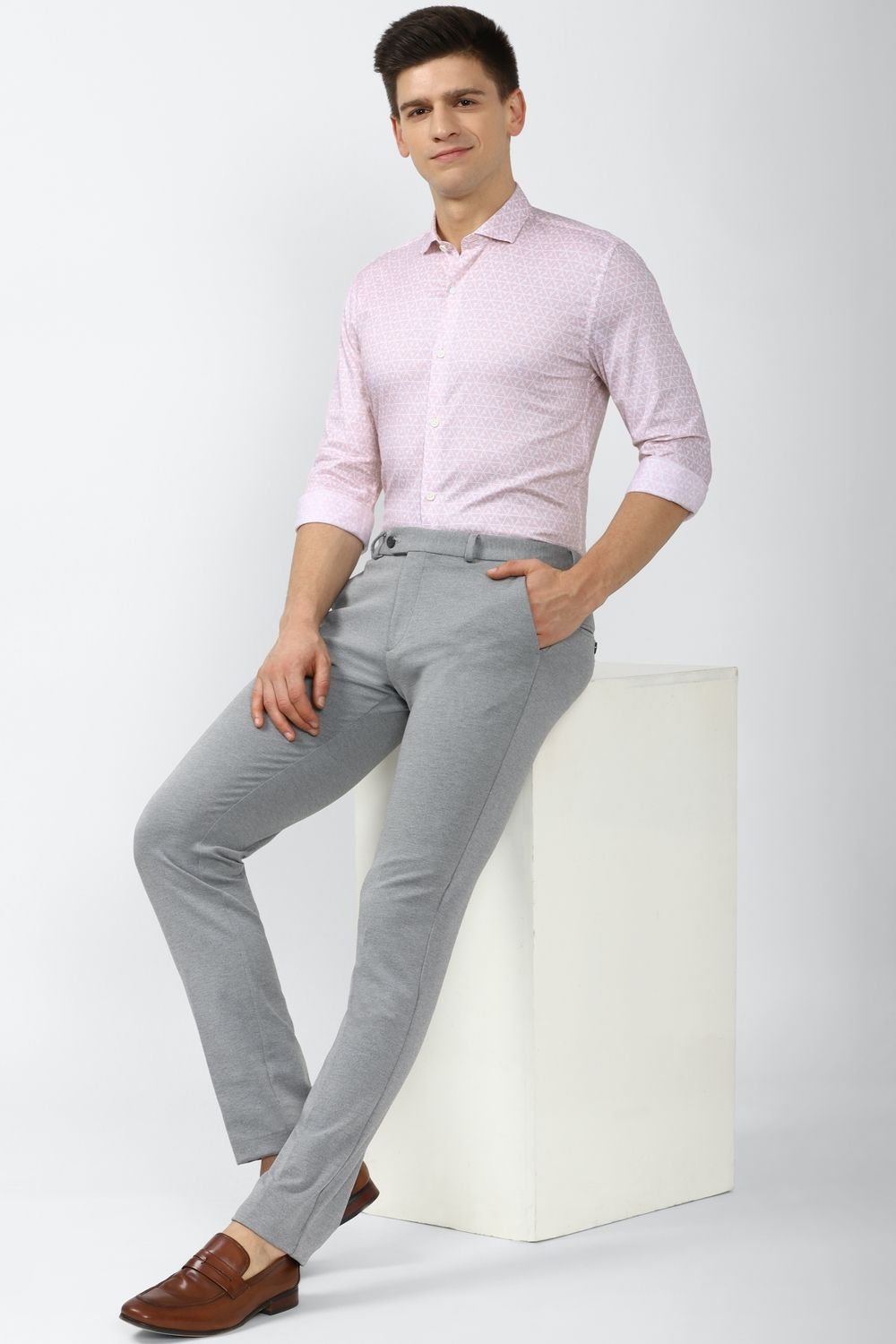 Men Pink Athletic Fit Formal Full Sleeves Formal Shirt