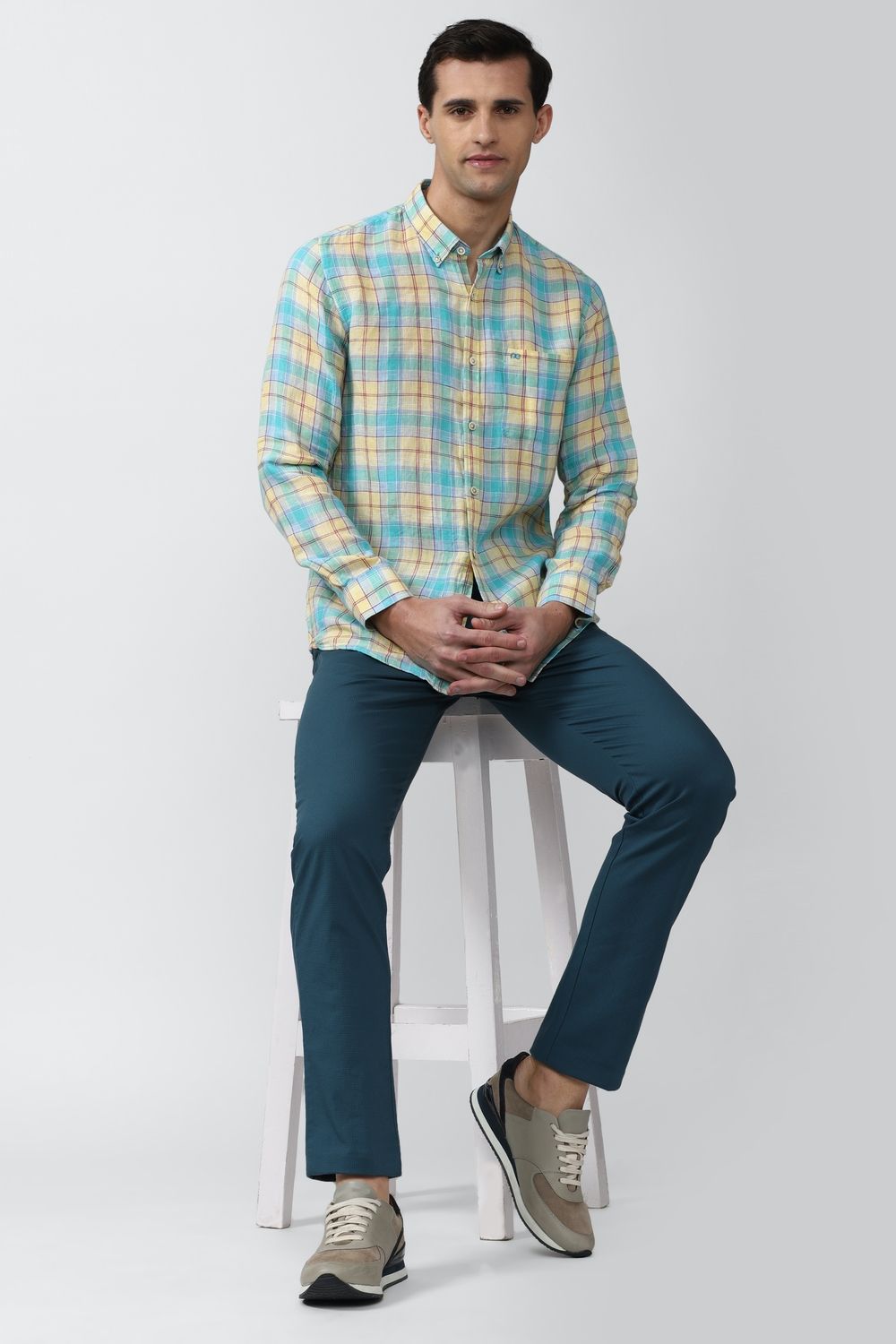 Men Multi Slim Fit Check Full Sleeves Casual Shirt