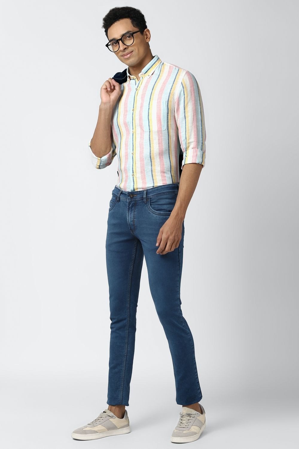 Men Multi Slim Fit Stripe Full Sleeves Casual Shirt