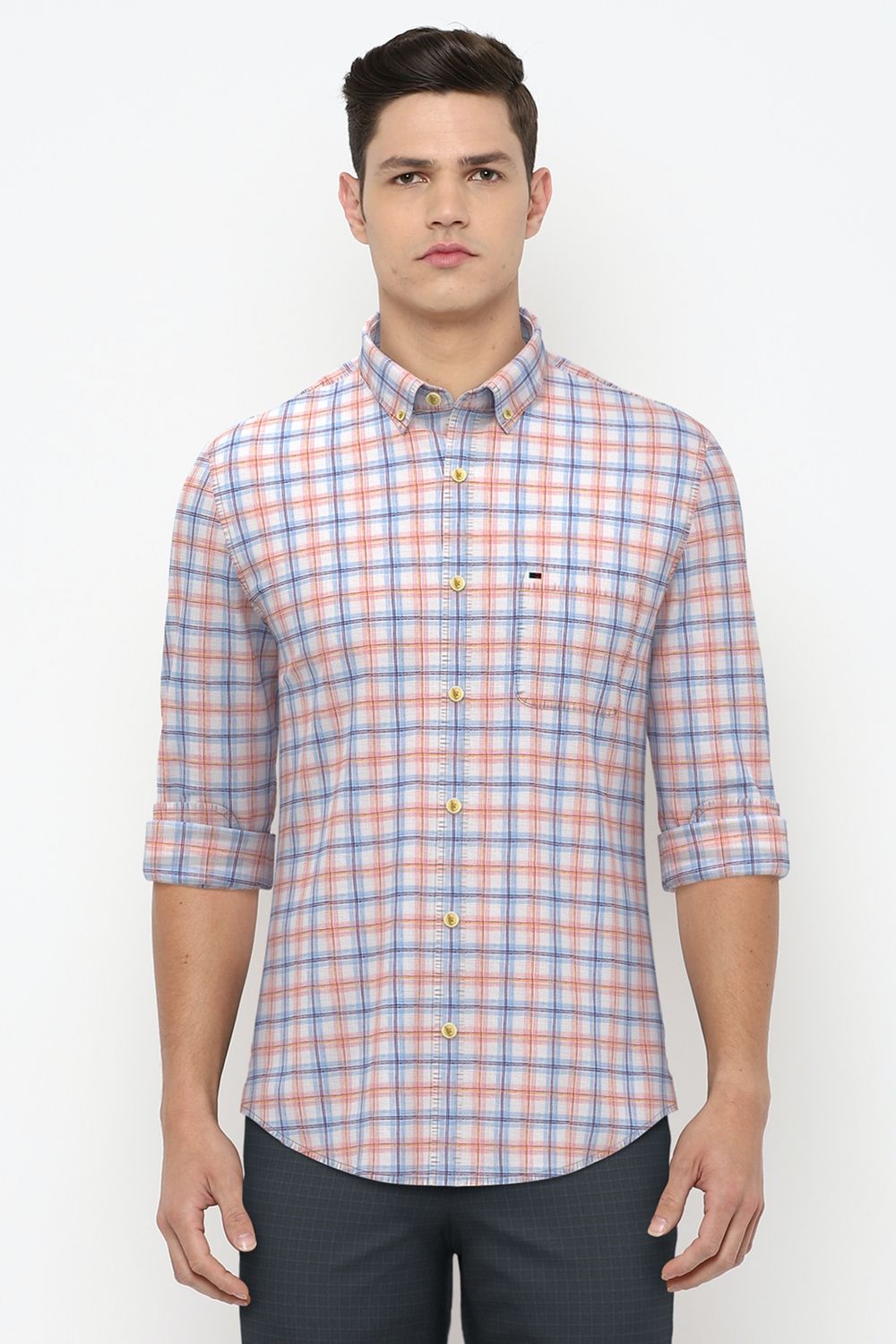 Men Multi Slim Fit Check Full Sleeves Casual Shirt