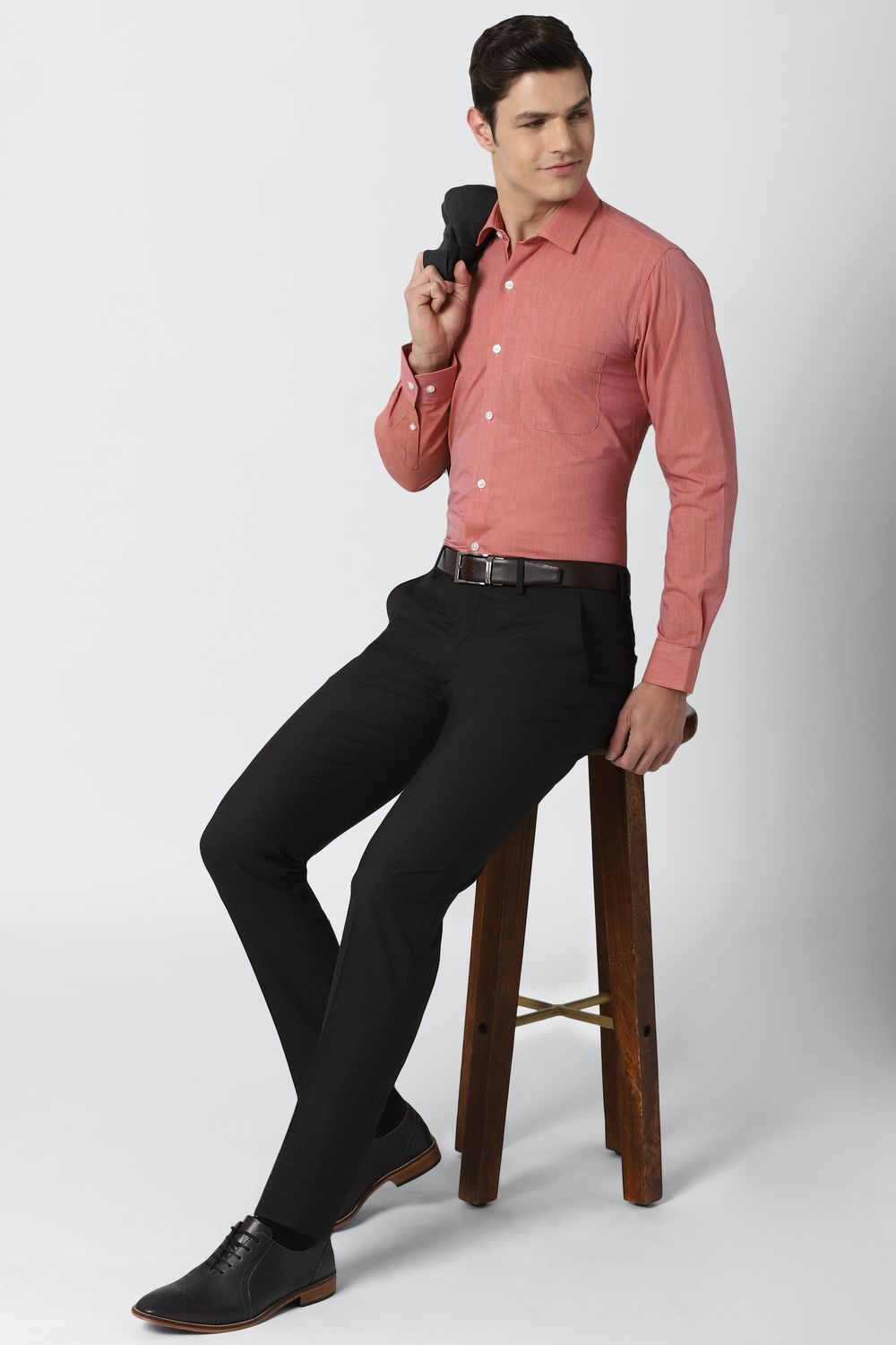 Men Pink Regular Fit Formal Full Sleeves Formal Shirt