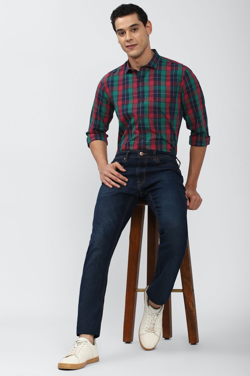 Men Multi Slim Fit Check Full Sleeves Casual Shirt