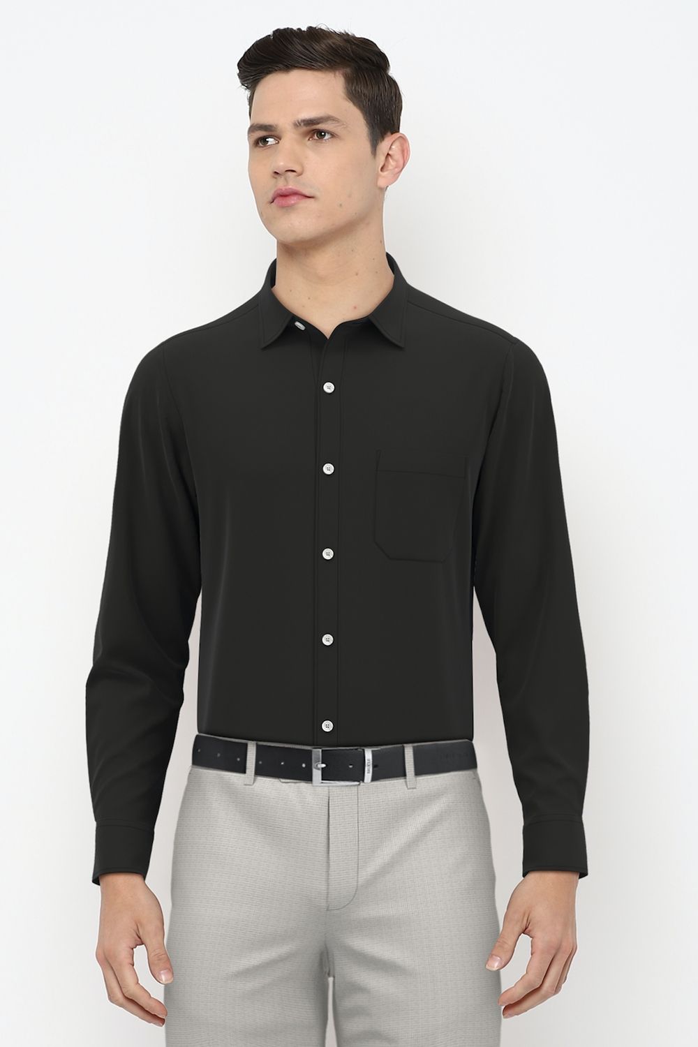 Men Black Regular Fit Formal Full Sleeves Formal Shirt