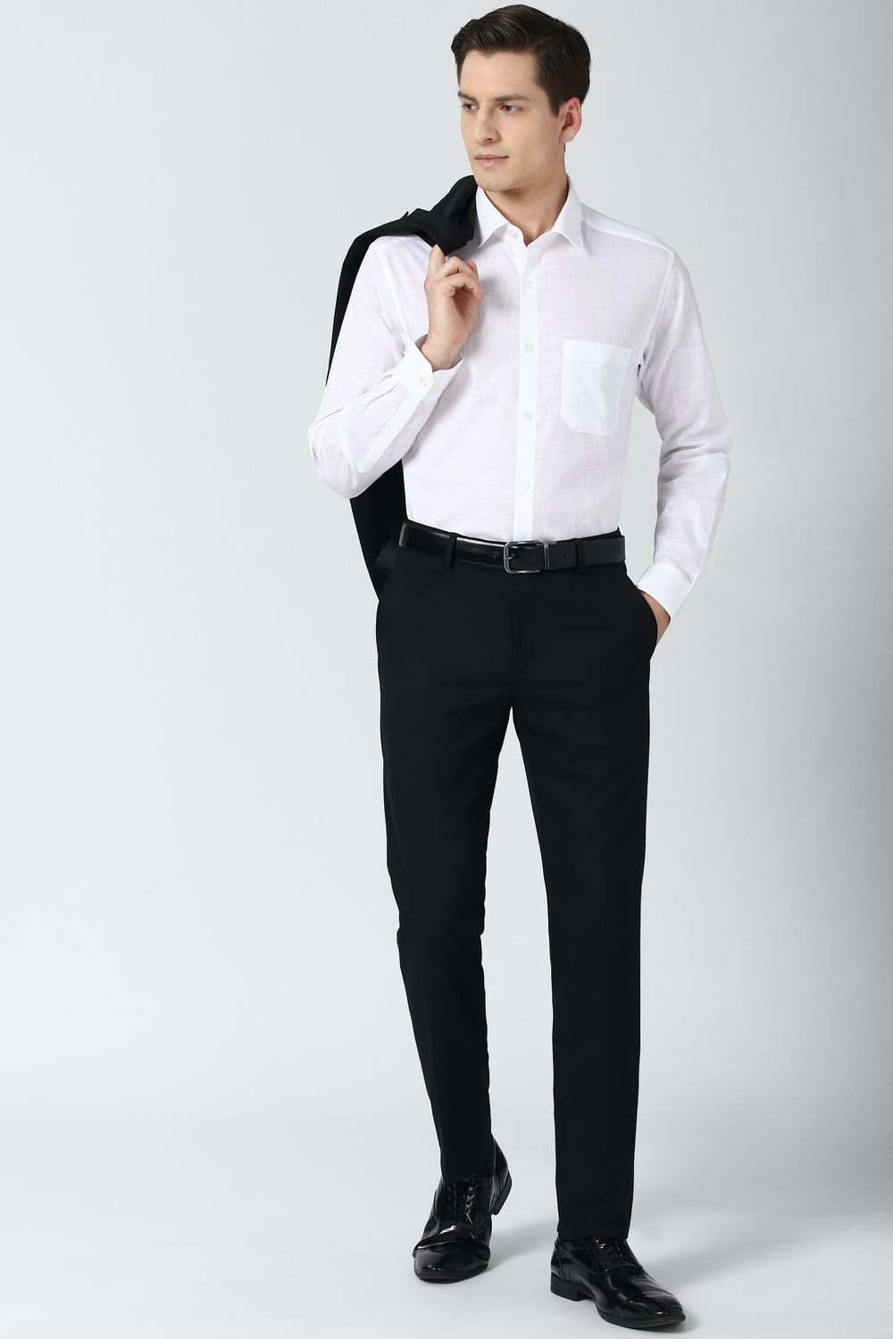 Men White Regular Fit Formal Full Sleeves Formal Shirt