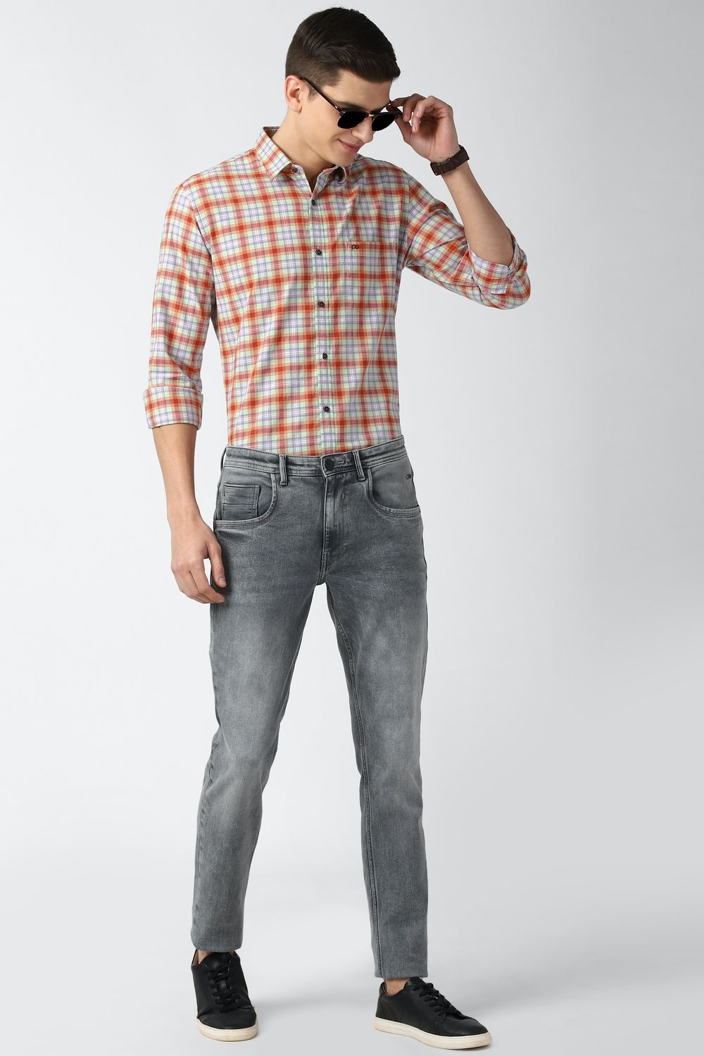 Men Multi Slim Fit Check Full Sleeves Casual Shirt